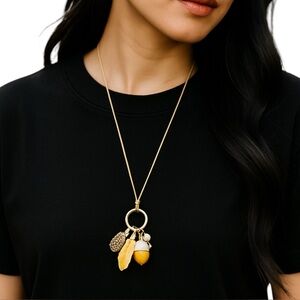 NWT J. Jill Fall Necklace Leaf Acorn Pine Cone Charms